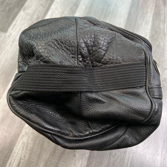 Black Leather Biker Saddle Bag with Harley Davidson Patch - Picture 9 of 10